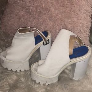 White Platform Open-Toe Booties